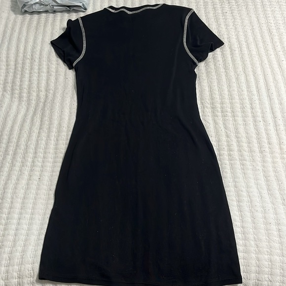 Mighty Fine Black T-Shirt Dress with White Stitching - Picture 3 of 3
